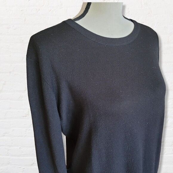 Investment Petites Black Sweater Long Sleeves Silver Buttons Size Petite Large - Picture 3 of 10